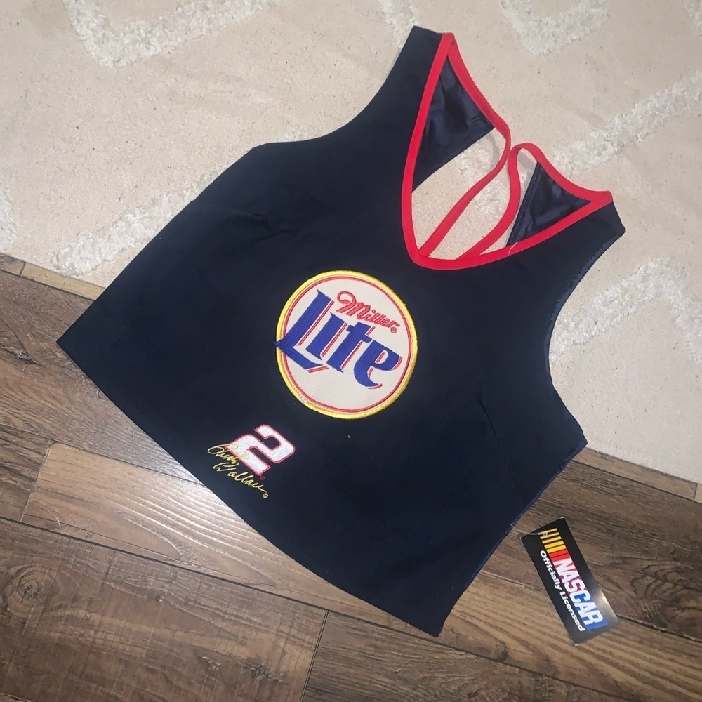 Miller lite nascar Kenny Wallace tank corset blouse Nwt sports athletic beer y2k